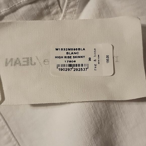 NWT Rag & Bone High Rise Skinny Jean in White - Picture 9 of 11